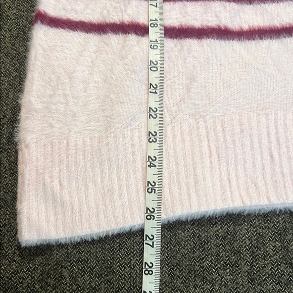 NWT Bleu Gray Soft Fuzzy Pink Striped Sweater sz L - Picture 7 of 9